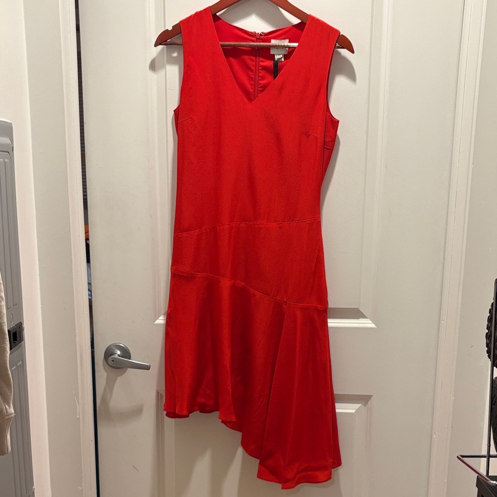 Reiss Silk Vibrant Red Asymmetrical Dress size 4
